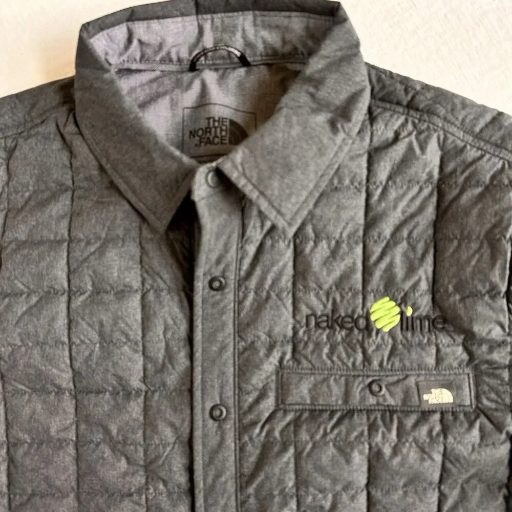 The North Face Jacket Mens MEDIUM Gray ThermoBall Eco Shirt Jacket Quilted Snap